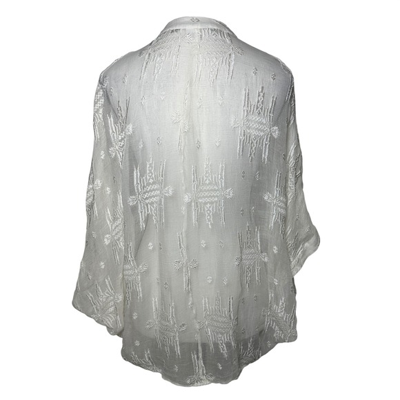Twelfth Street by Cynthia Vincent 100% Silk Embroidered Batwing Blouse Sheer S - Picture 2 of 10
